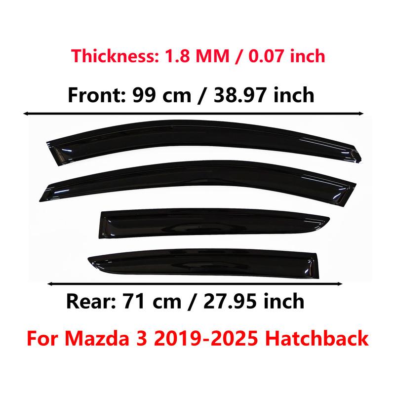Window Visor for Mazda 3/Axela 2019-2026 Hatchback | 4pcs Rain Guard Wind Deflector | Car Weather Shield Accessory