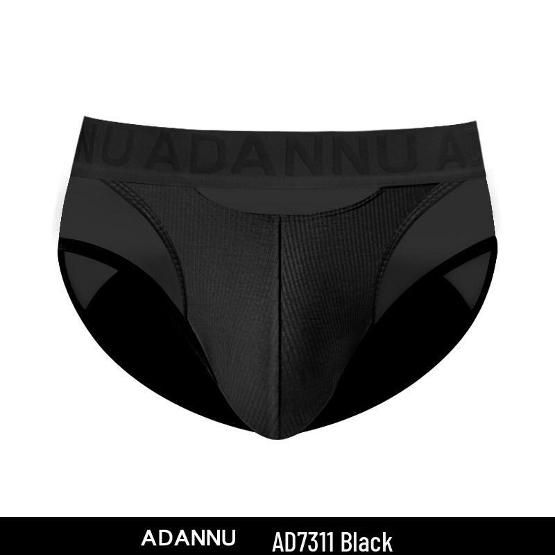 Herren Plus Size Low-Rise Baumwoll-Slip mit Gewinde und 3D-Beutel - Einfarbige Patchwork-Sportunterwäsche