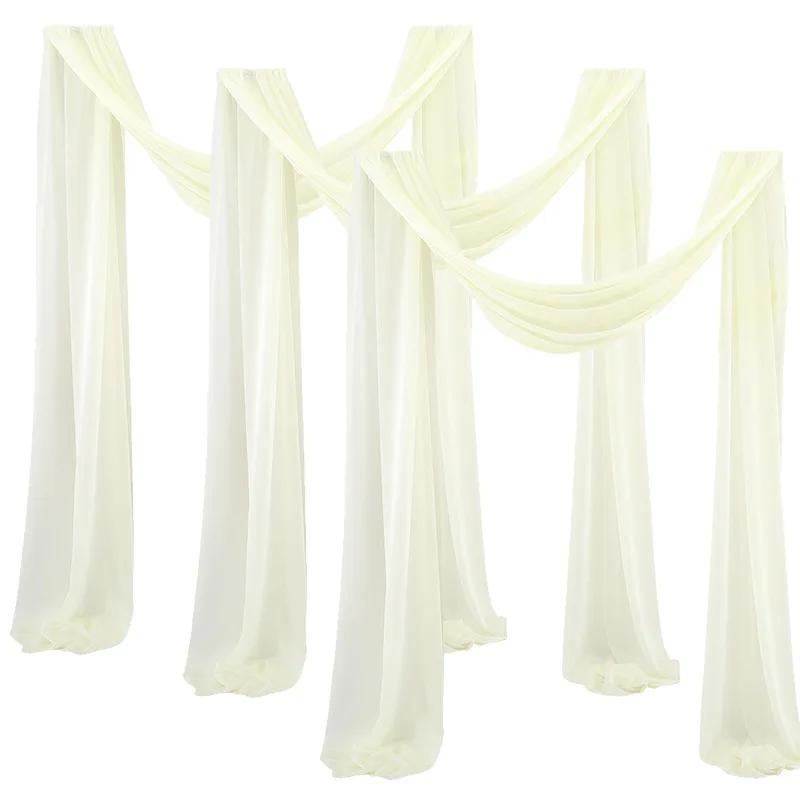3Pack Set Wedding Arch Drape Fabric Sheer Chiffon Tulle Curtain Draping Backdrop Party Supplies Home Drapery Ceremony Decoration