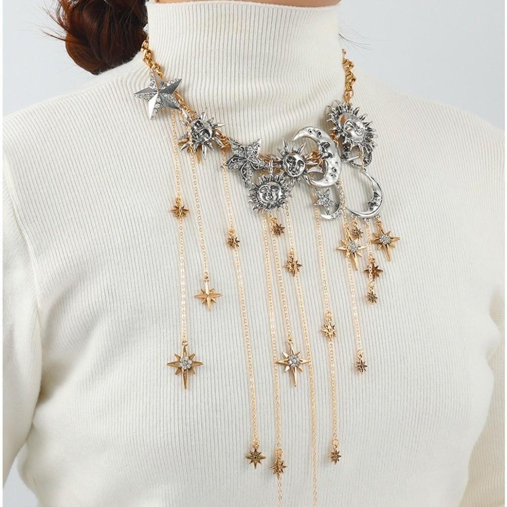 Star Pendant Boho Style Necklace Sun Pendant Layering Necklace  Boho Style Accessories
