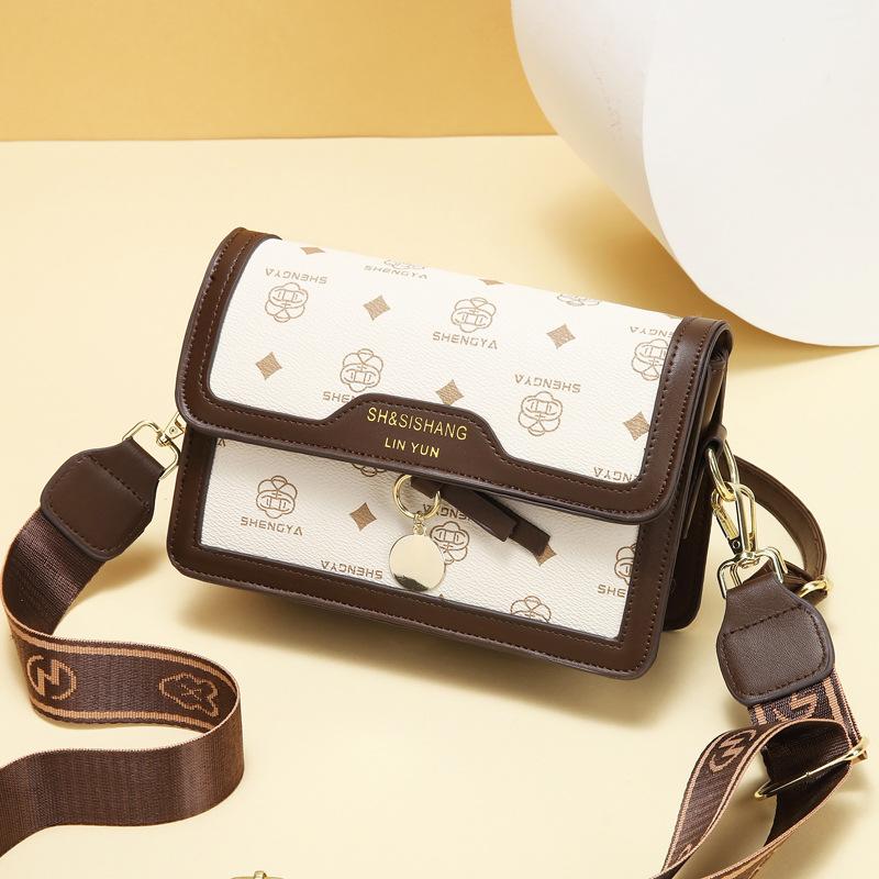 New High Appearance Level Splicing Small Square Bag Senior Sense Printed Backpack Large Capacity Fashion All-matching Shoulder Bag