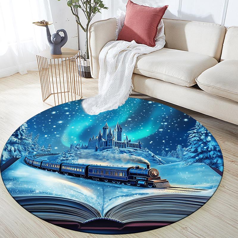 

Car Round Area Rug,Carpet Rug for Living Room Bedroom Sofa Playroom Decor,Non-slip Floor Mat 80cmx80cm