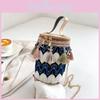 Ethnic Style Tassels Chain Strap Tote Cylinder Crossbody Bag For Women Daily Use