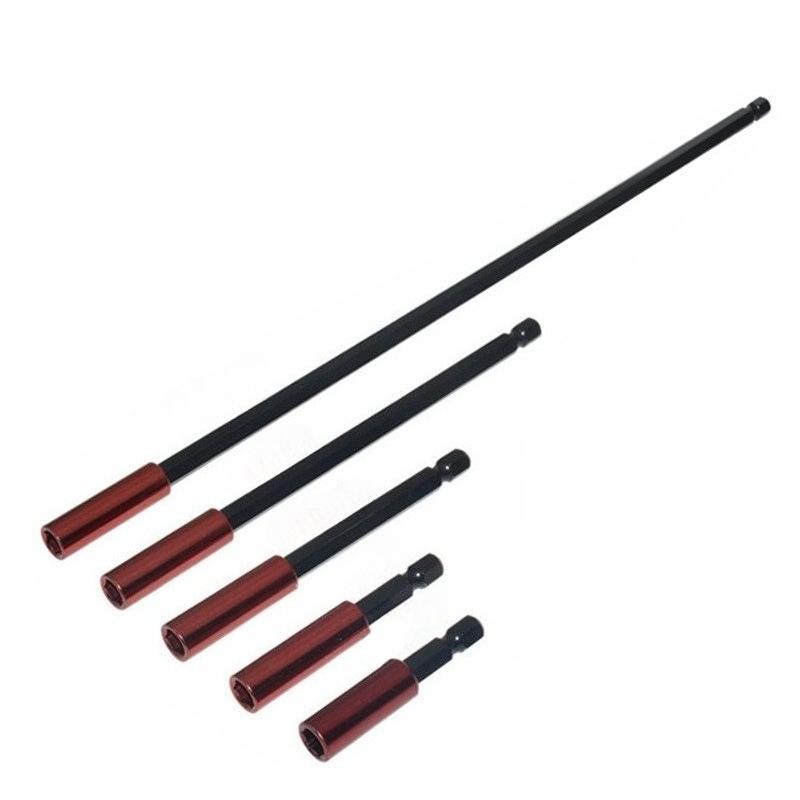 5 Stück/Set Sechskant, Oberflächenelektrophorese Rote Chargenkopf-Verlängerungsstange Kombination, Chargenkopf-Verlängerungshülse 1/4 Magnetischer Wind-Chargenkopf