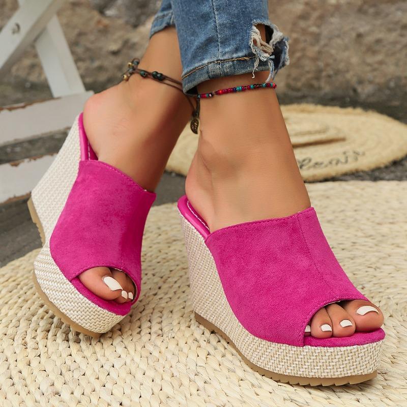 Fashion 2025 New Ladies Shoes Open Toe Women's Slippers Fashion Outdoor Casual Summer Plus Size Best Seller Super High Wedge Slippers