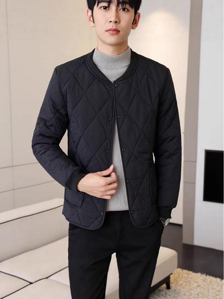Men's Cotton Jacket: Velvet-Lined, Thick, Cold-Proof, Short Style, Casual Warmth for Students