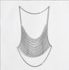 XH233927 Stylový kovový řetízkový halter top - Bez zádový noční klubový módní top