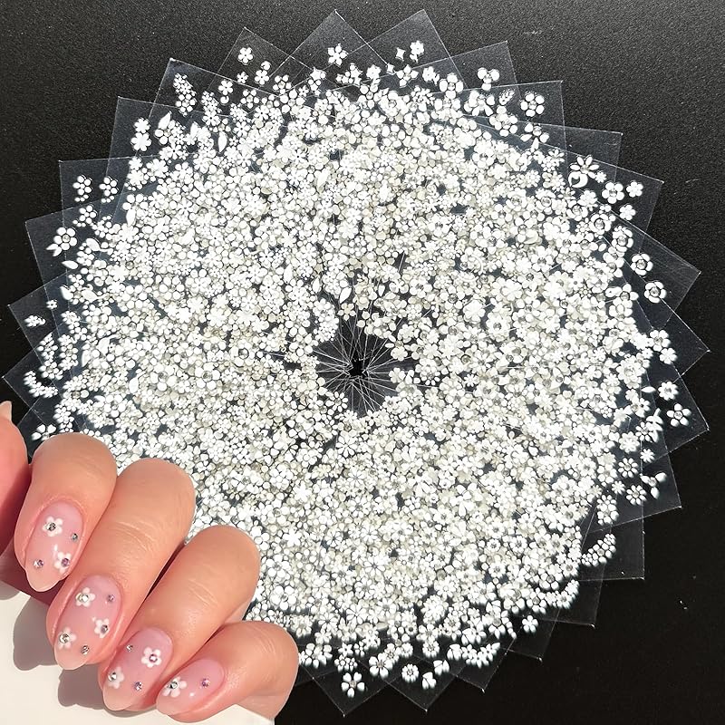 30 Sheets Flower Nail Stickers for Nail Art Colorful 3D Self Adhesive Daisy Nail Decals Spring Summer Nail Art Stickers Cute Floral Nail Design