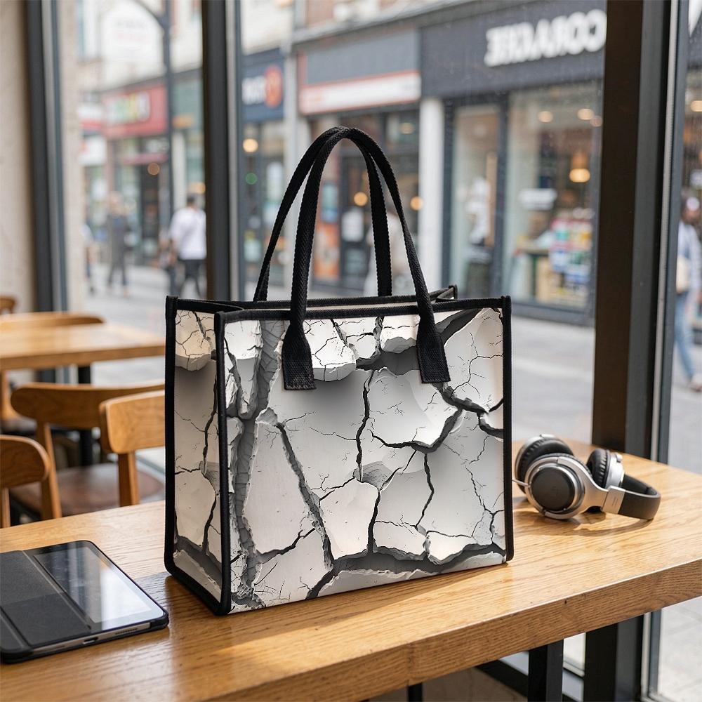 Crack Pattern Tote Bag for Daily Use Stylish Casual Large Capacity Portable Shoulder Handbag