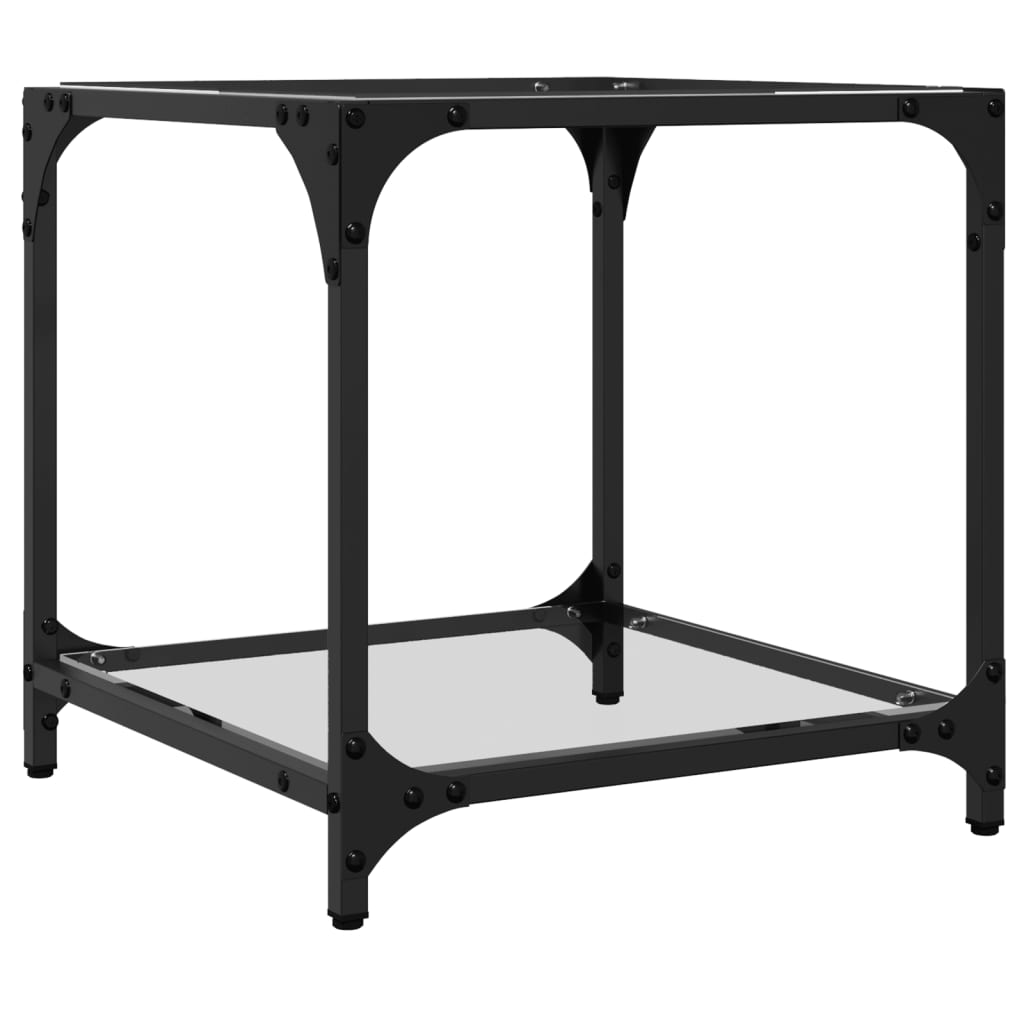  Coffee Table with Glass Top, 40x40x40 Cm, Steel