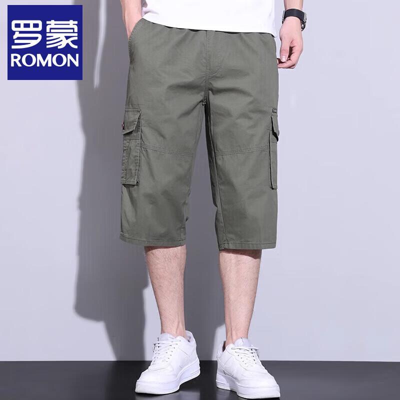 Romon Men's Summer Casual Multi-Pocket Cargo Capri Shorts