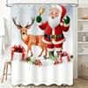 Tu Christmas Shower Curtain Santa Claus Reindeer Holiday Festive Bathroom Decor Xmas Pattern Waterproof Home Textile Gift