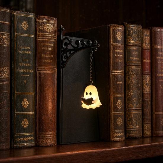 Dunkle Fantasy Dekorationslampe Geister Bücherregal Licht, Dekorative Bibliothekslaterne, Vintage Buchnische Lampe, Magisches Kabelloses Leselicht für Bücherwürmer,