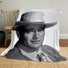 1pc John Wayne Retro Black and White Poster blanket, al season lightweigh Poster blanket home office outdoor nap multifunc Poster blanketional blanket