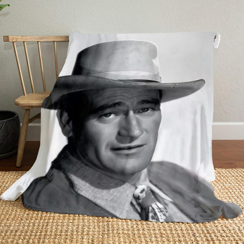 1pc John Wayne Retro Black and White Poster blanket, al season lightweigh Poster blanket home office outdoor nap multifunc Poster blanketional blanket