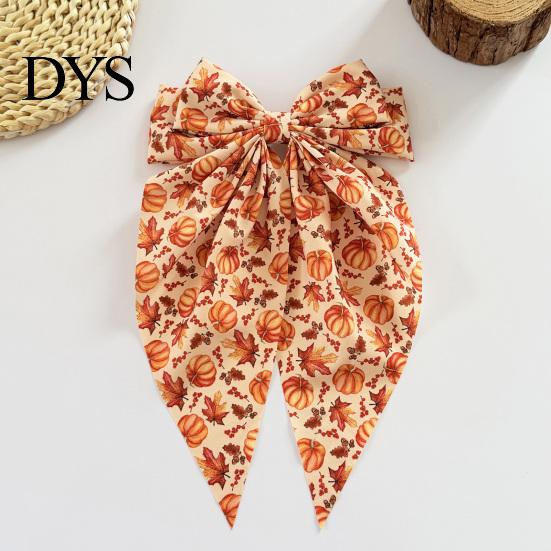Cute Autumn Themed Hair Ornaments Fall Pumpkin Maple Leaf Bows for Women Girls, Pinecone Clips, Large Bowknot Fashionable Headwear Holiday Outfits