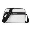 Cooper Brand Logo Printed Zipper Closure, Artificial Leather, Shoulder Crossbody Bag, Men's Style, White with Black