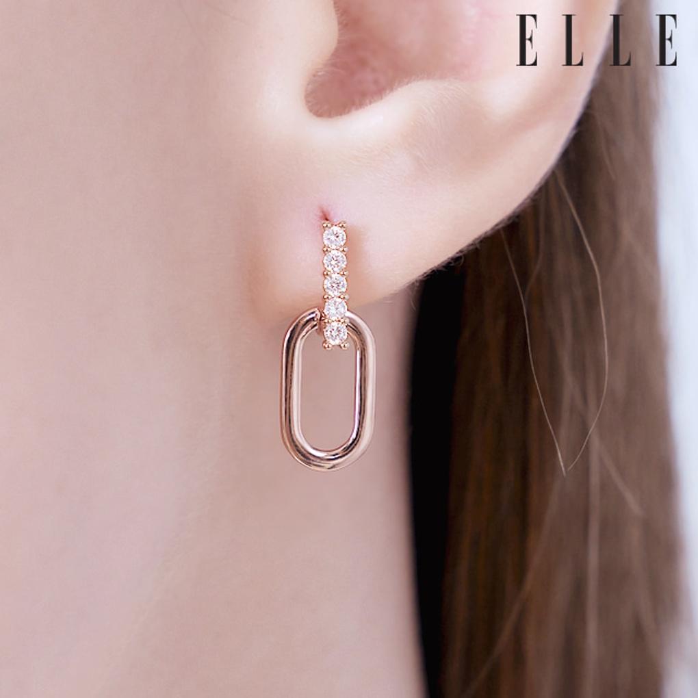 14K Casper Cubic One-Touch Earrings (Gold Pin) ELGPEE444