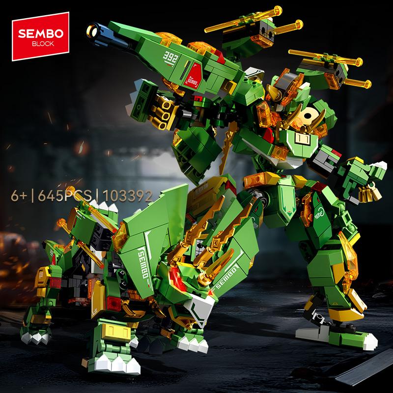 SEMBO BLOCK Dinosaur Transformation Mecha Building Blocks Robot Model Assembly Bricks Decoration Kids Toys Boys Birthday Gifts