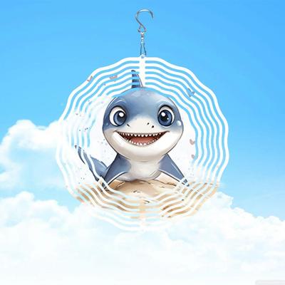 Cute Shark Wind Chime with Love Bubble Pattern for Yard Garden Decor Powerful Outdoor Windmill Infinite Rotation Classic Style Home Decor