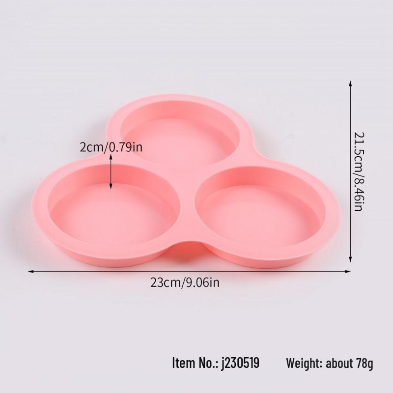 Silicone 3-Hole Round Cake Mold, 4-Inch Multifunctional Baking Pan