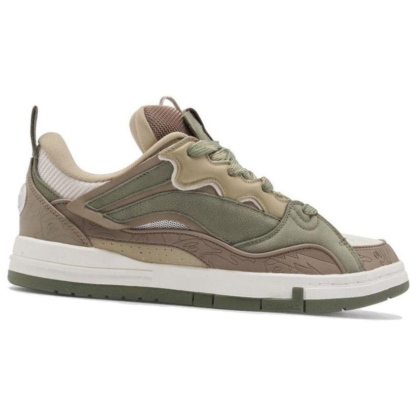 Aape X Li Ning Wave Slip Resistant Abrasion Resistant Low Top Skateboard Shoes Men's Green Umber AECS087-7