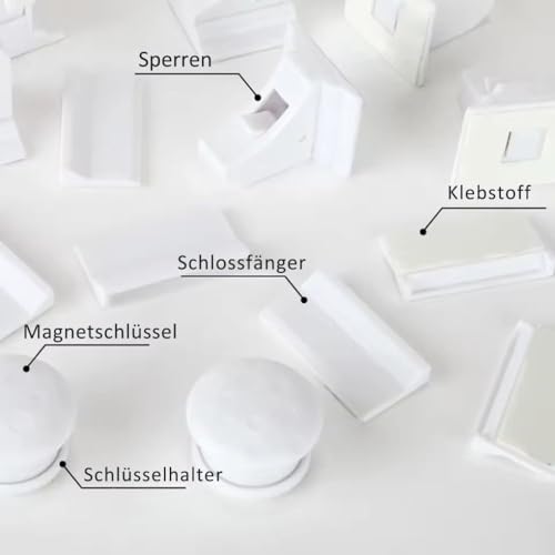 10er-Pack Magnetische Kindersicherungs-Schrankverschlüsse mit 2 Schlüsseln, Keine Bohrer Unsichtbarer Klebstoff Baby-Sichere Schubladenriegel für Schränke & Schränke