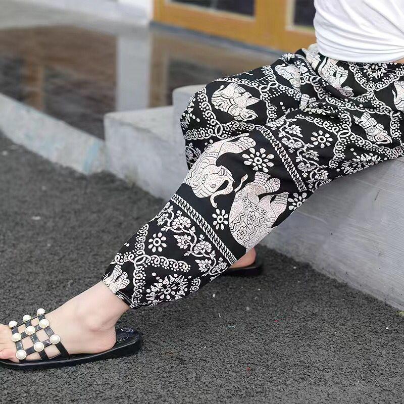 Boys Summer Loose Harem Long Pants Kids Printed Casual Baggy Comfy Trousers