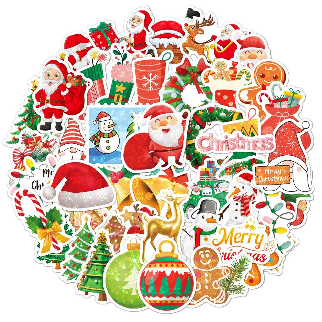 50 Pcs Christmas Stickers , Festival Gifts , Decoration , Small Patterns , Handbooks , Stationery Boxes , Stickers