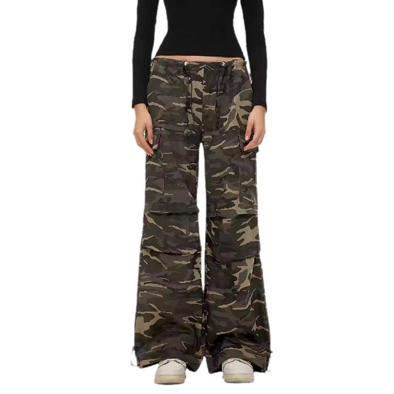 Unisex American Retro Camouflage Overalls – Casual Wide-Leg Hip-Hop Trousers