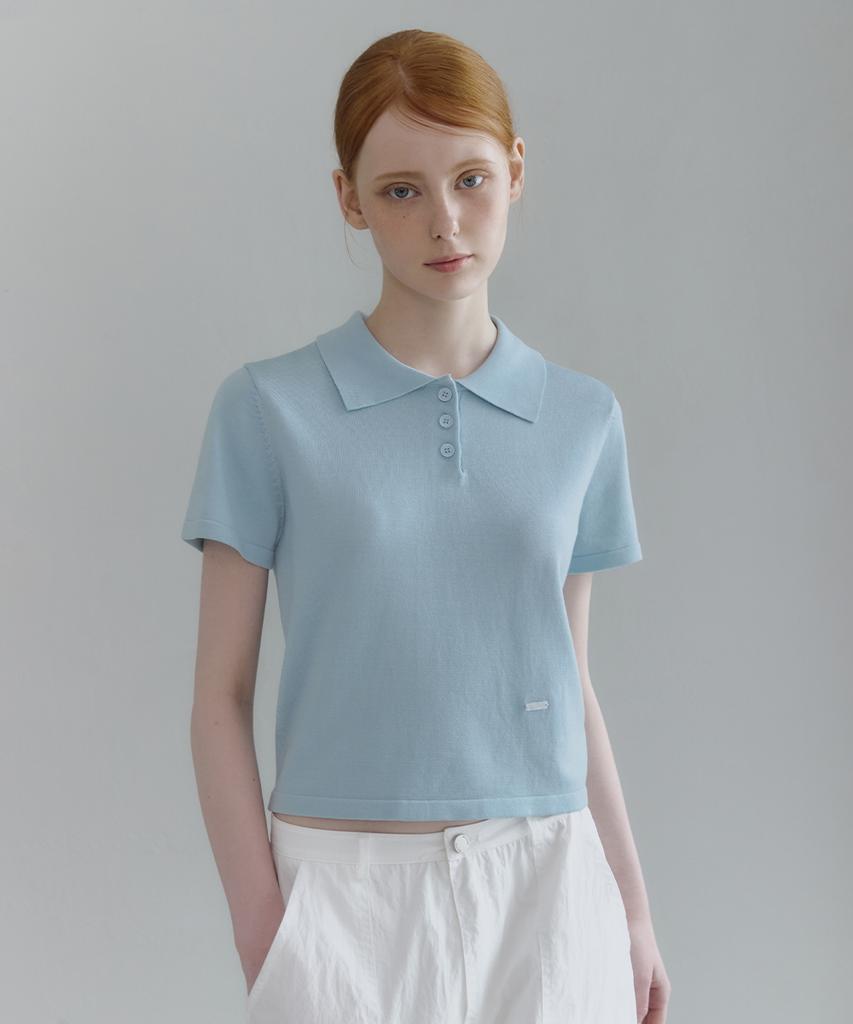 MICANE Stevie Basic Collared Shorts Sleeve Knit