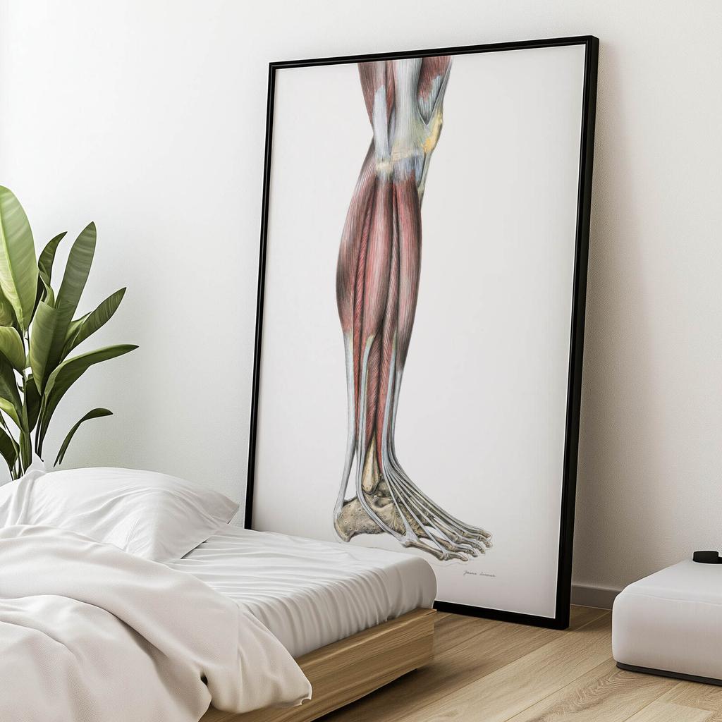 Mięśnie Podudzia Prawiej Kończyny Dolnej - Widok Boczy (Norma Lateralis) - Plakat Anatomiczny Mięśnie Podudzia Prawiej Kończyny Dolnej - Widok Boczy (