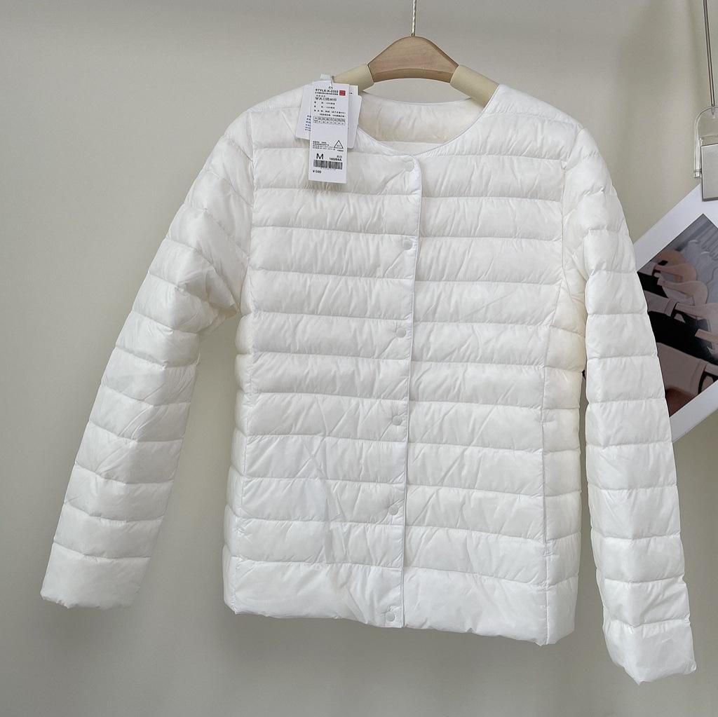 Convertible Round Neck/V-Neck Women's Slim Lightweight Down Jacket - 90% Duck Down, Warm, Packable, Short Outerwear.