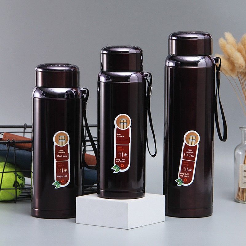 316 Stainless Steel Sports Water Bottle, Outdoor Portable Car-Mounted Sling Water Cup, Gradient Star Bottle, Large Capacity Thermos Cup