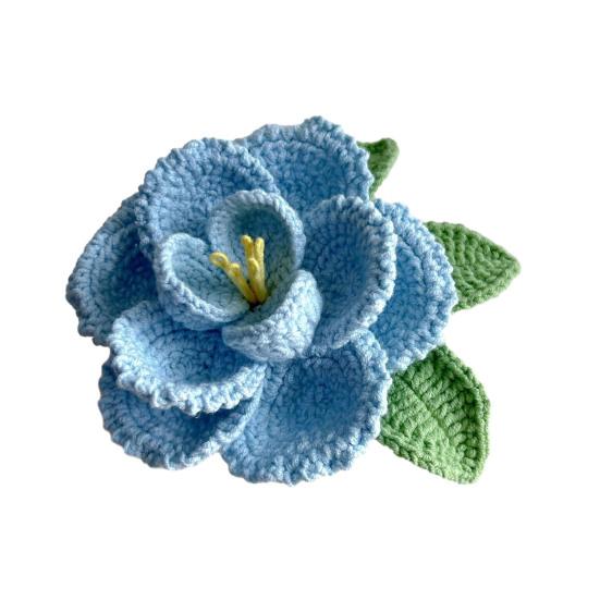 Buchet de bujor croșetat manual, din bumbac tricotat, cu frunze și tulpină lungă, pentru nuntă, decor de casă, cadouri de ziua de naștere și aniversare