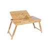 SONGMICS Bamboo Laptop Desk, Foldable Bed Table, Height Adjustable Sofa Tray, with 5 Tilting Angles, Air Holes, Small Drawer, 55 X 35 X (21 - 29) Cm