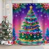 Christmas Tree Decorations Snow View Bird Pattern Bathroom Shower Curtain With 12 Hooks Home Bathroom Decor and Accessories