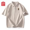 MINISO Men's Waffle Knit Short Sleeve Polo T-Shirt with Cartoon Print