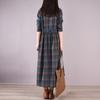 Loose Women's Lace Up Plaid Dress