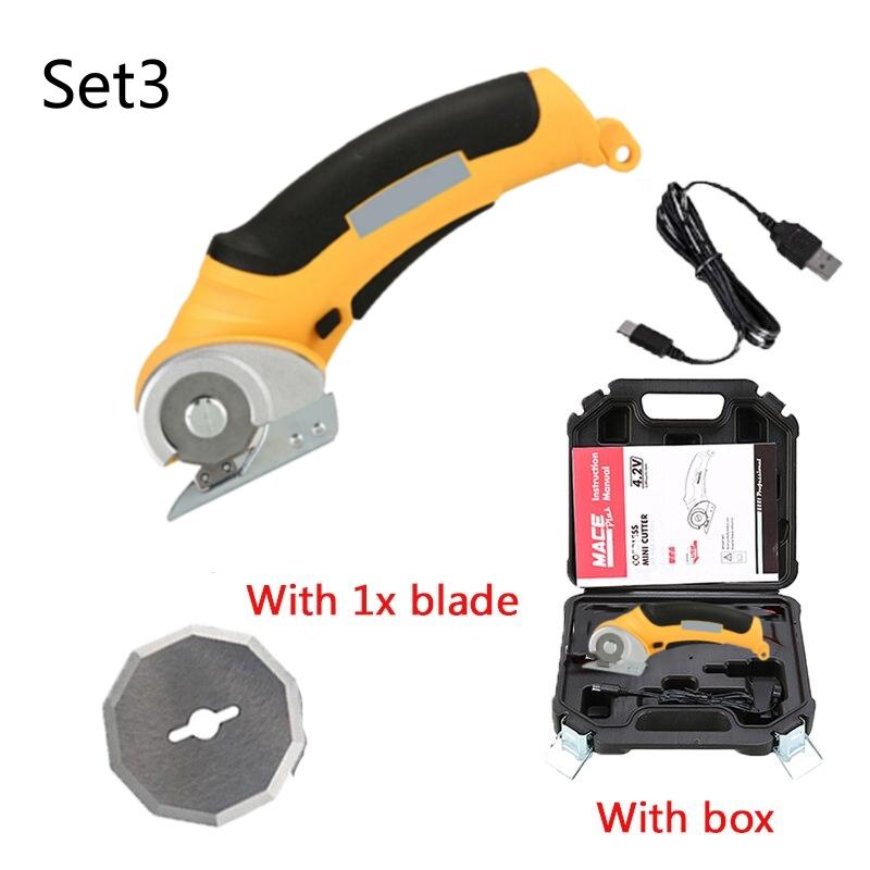 Elektrische Schere Tragbar Kabellos Wiederaufladbar Elektrische Runde Schere Leder Papier Stoff Rotierender Stoffschneider Set Schneidwerkzeug