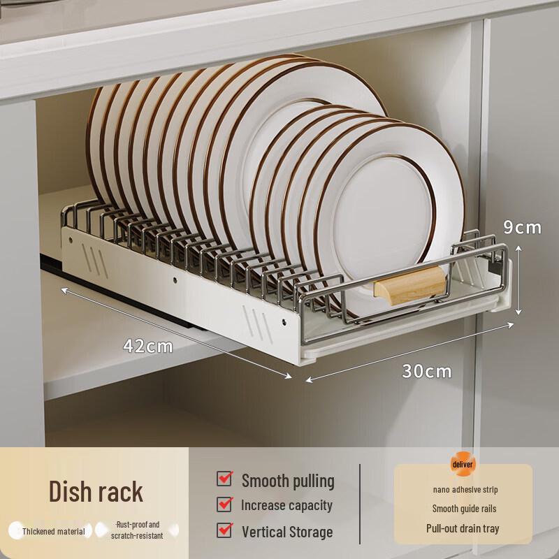 YouShu Kitchen Cabinet Pull-Out Dish & Bowl Organizer