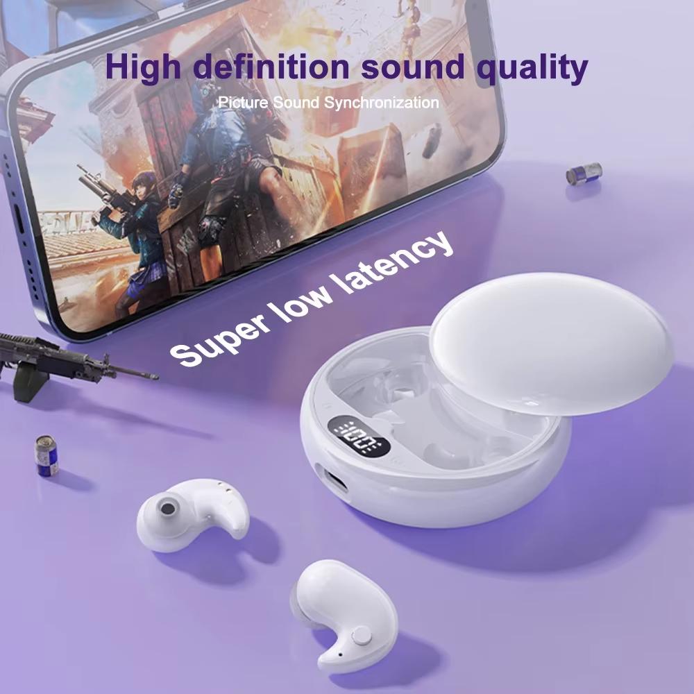 KEBIDUMEI Sleep Earphones Bluetooth 5.3 Headphones In-ear Mini Wireless Headsets HiFi Stereo Noise Reduction TWS Gaming Earbuds