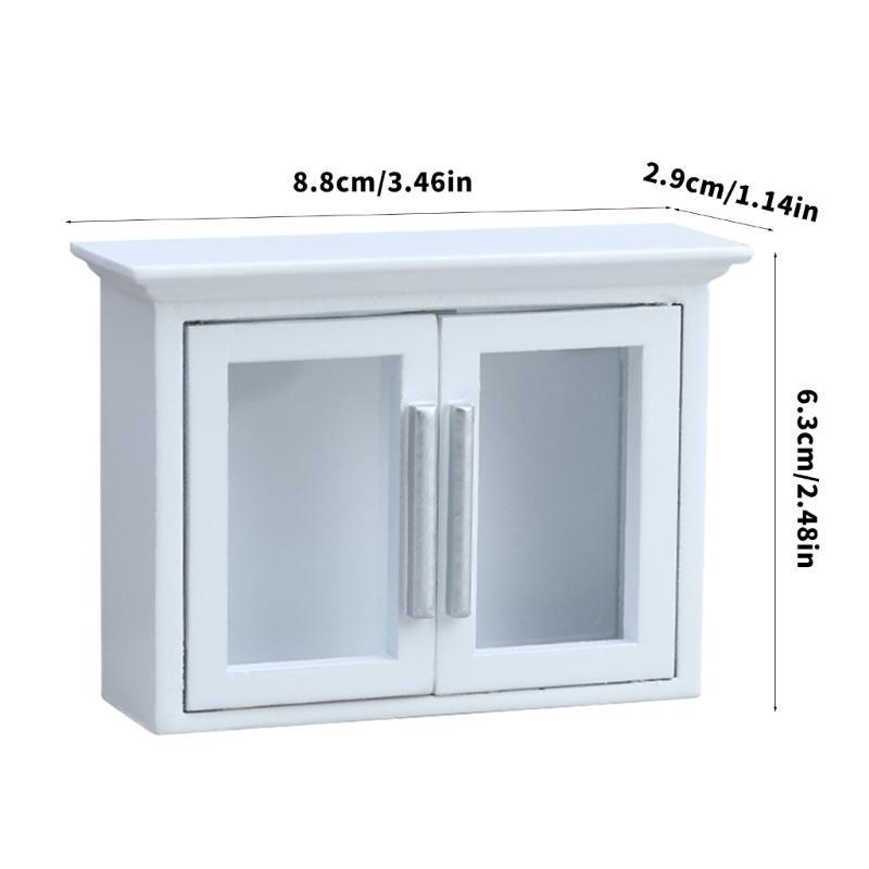 1/12 Doll House Miniature Kitchen Wall Cabinet with Smoothly Wood For Scene Setting Doll House Landscape Accessories