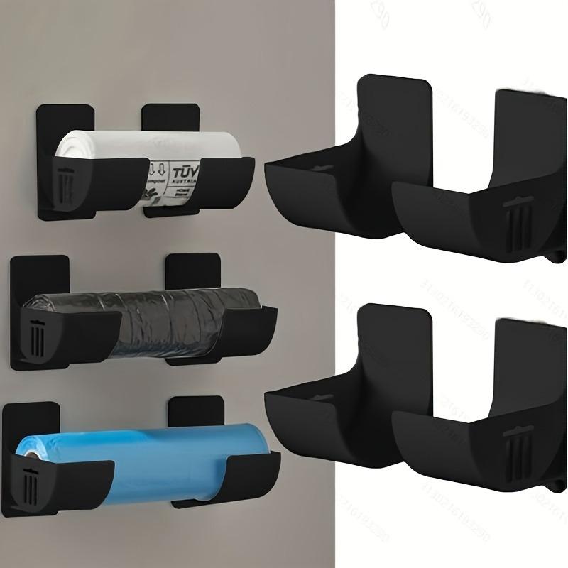 2Over-the-door storage rack——Sturdy garbage bag storage rack and cling film holder Non-perforated adjustable kitchen countertop-Multifunctional