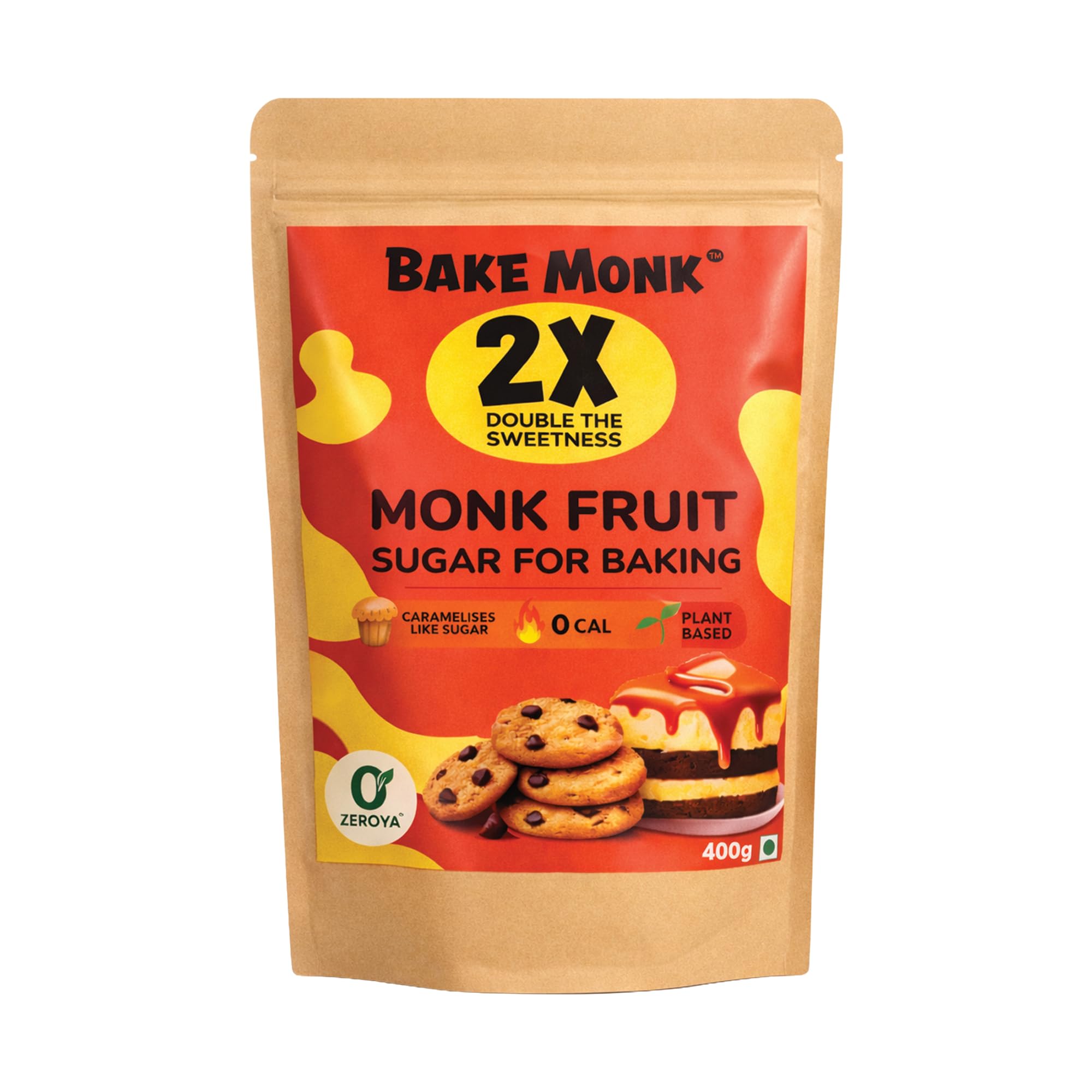 

Bake Monk Monkfruit Sweetener for Baking 400g | 2X Sweetness Sugar Alternative | Zero Calories | Plant Based Monk Fruit Sweetner for Desserts, Indi