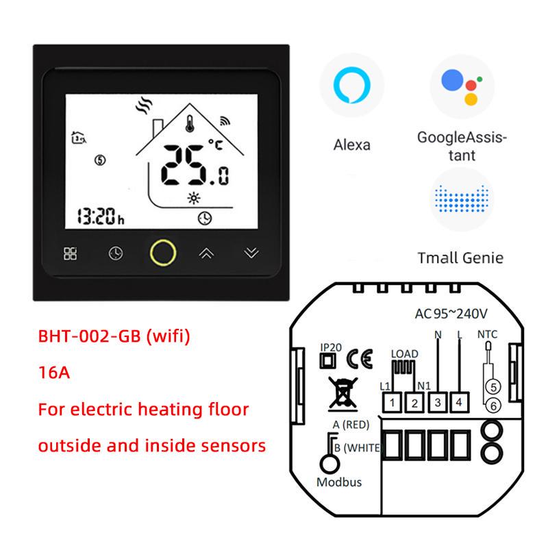 WIFI For Electric/Water/Gas Boiler Floor Heating Thermostat Smart Touch Screen LCD Display Temperature Controller with Alexa/Google Home