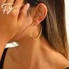 Retro High-End Titanium Steel Circle Earrings - Versatile European and American Fashion Jewelry for Women
