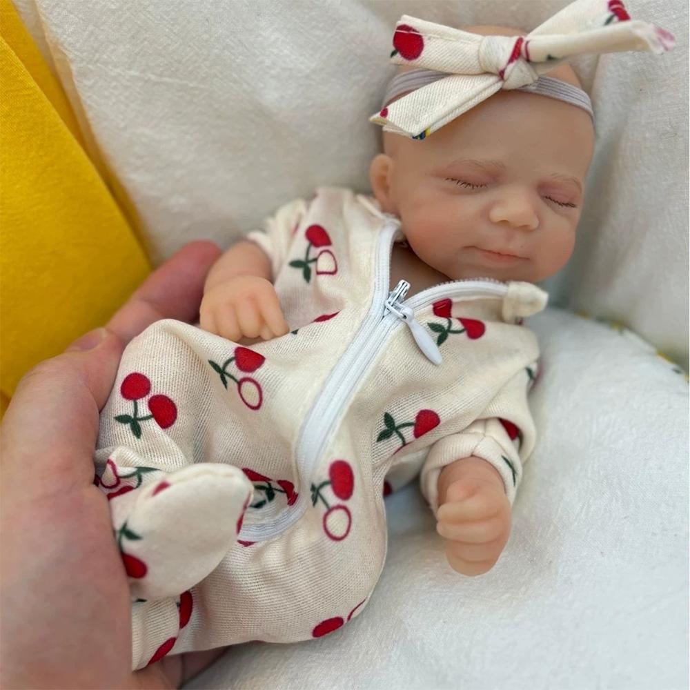 Reborn Baby Doll 8inch Full Solid Silicone Flexible Elastic Doll Toy Super Soft Cute Small Size Squish Silicone Lifelike Reborn Bebe Doll girl doll