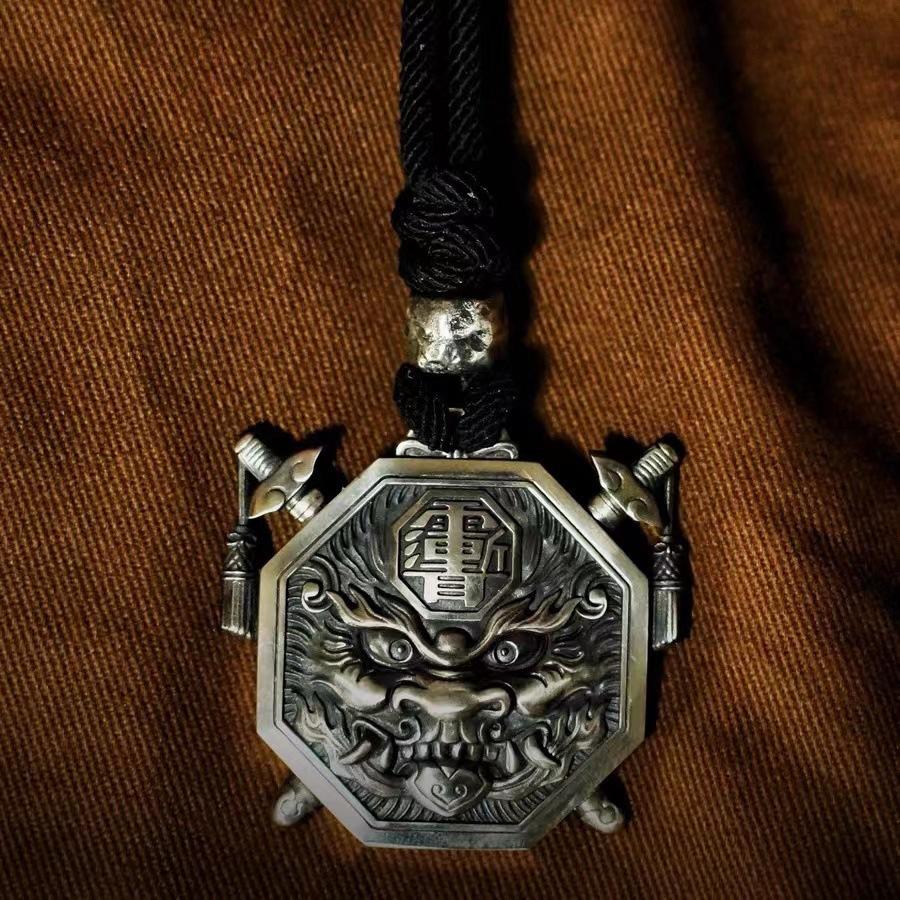 Necklace Black Tiger Rain Cut Ear Square Double Sided Bagua Card Transfer Card Pendant