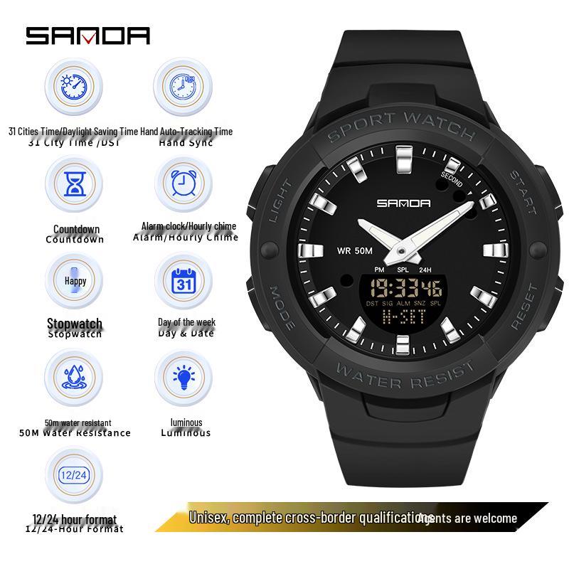 SANDA Dopamine Trend Waterdicht Casual Polshorloge voor Mannen en Vrouwen